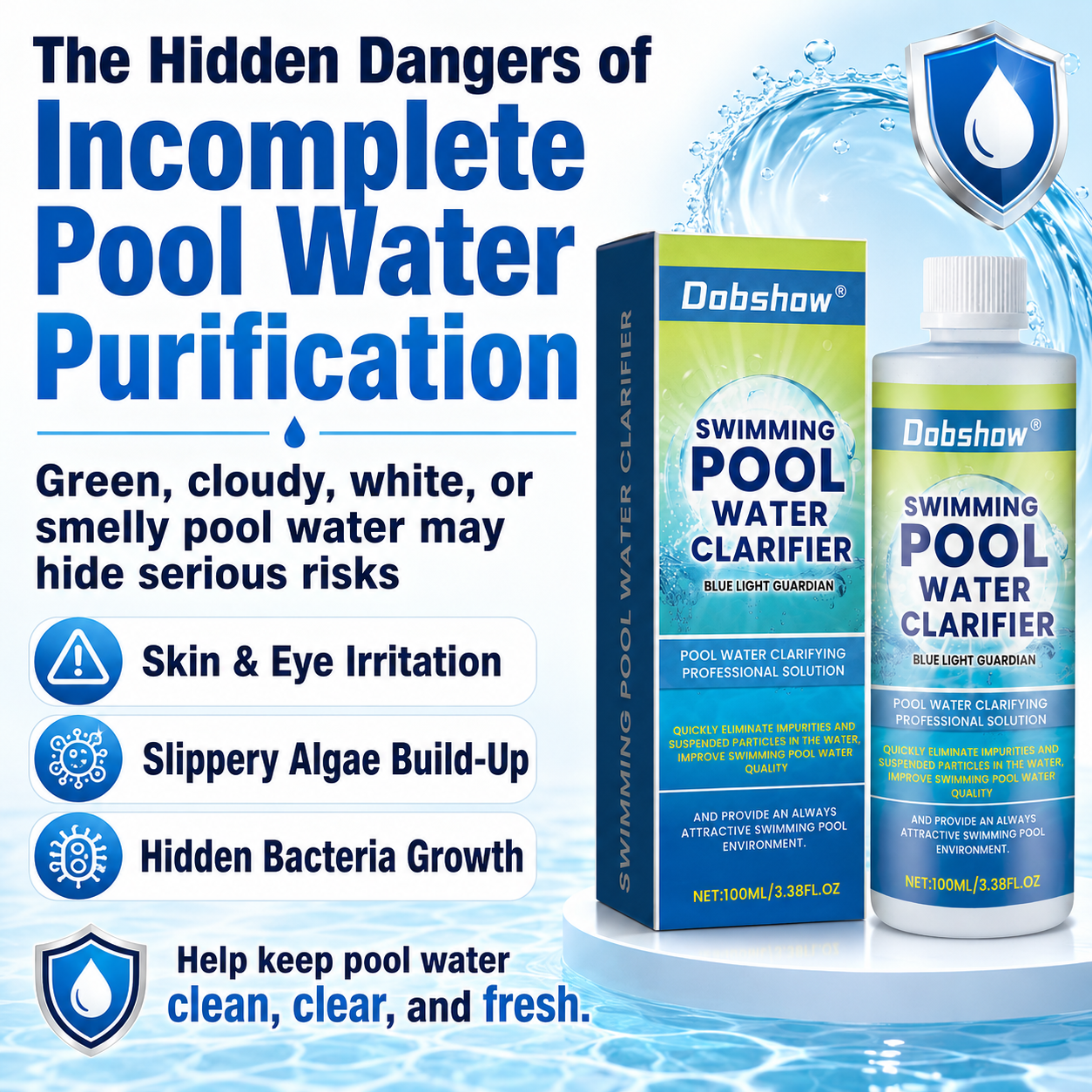 🎉Special limited-time discount🎉Dobshow®  Swimming Pool Water Clarifier-Ultra-concentrated and odor-free: 24-hour rapid algae rescue for long-lasting clarity and crystal-clear water🔥Best Seller🔥