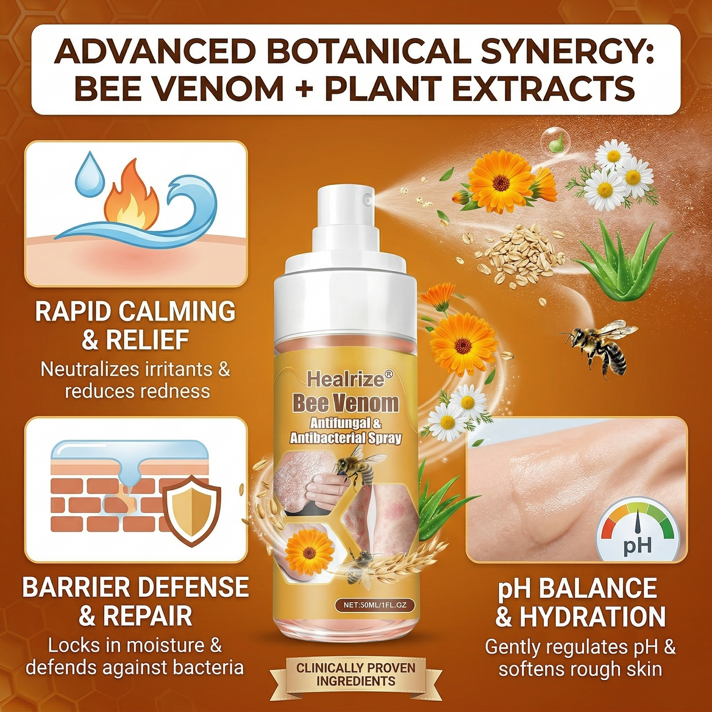 🔥Best Seller🔥Healrize® Bee Venom Antifungal & Antibacterial Spray🎉Special limited-time discount