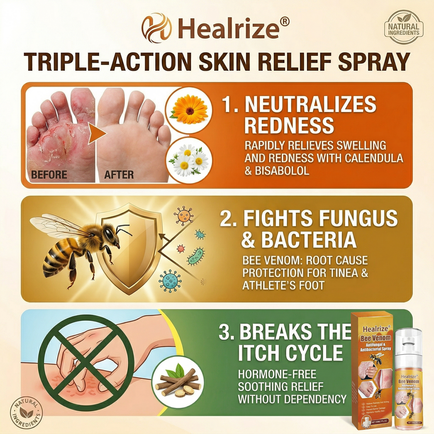 🔥Best Seller🔥Healrize® Bee Venom Antifungal & Antibacterial Spray– Advanced Skin Recovery for Psoriasis & Eczema🎉Special Limited Time 50% OFF